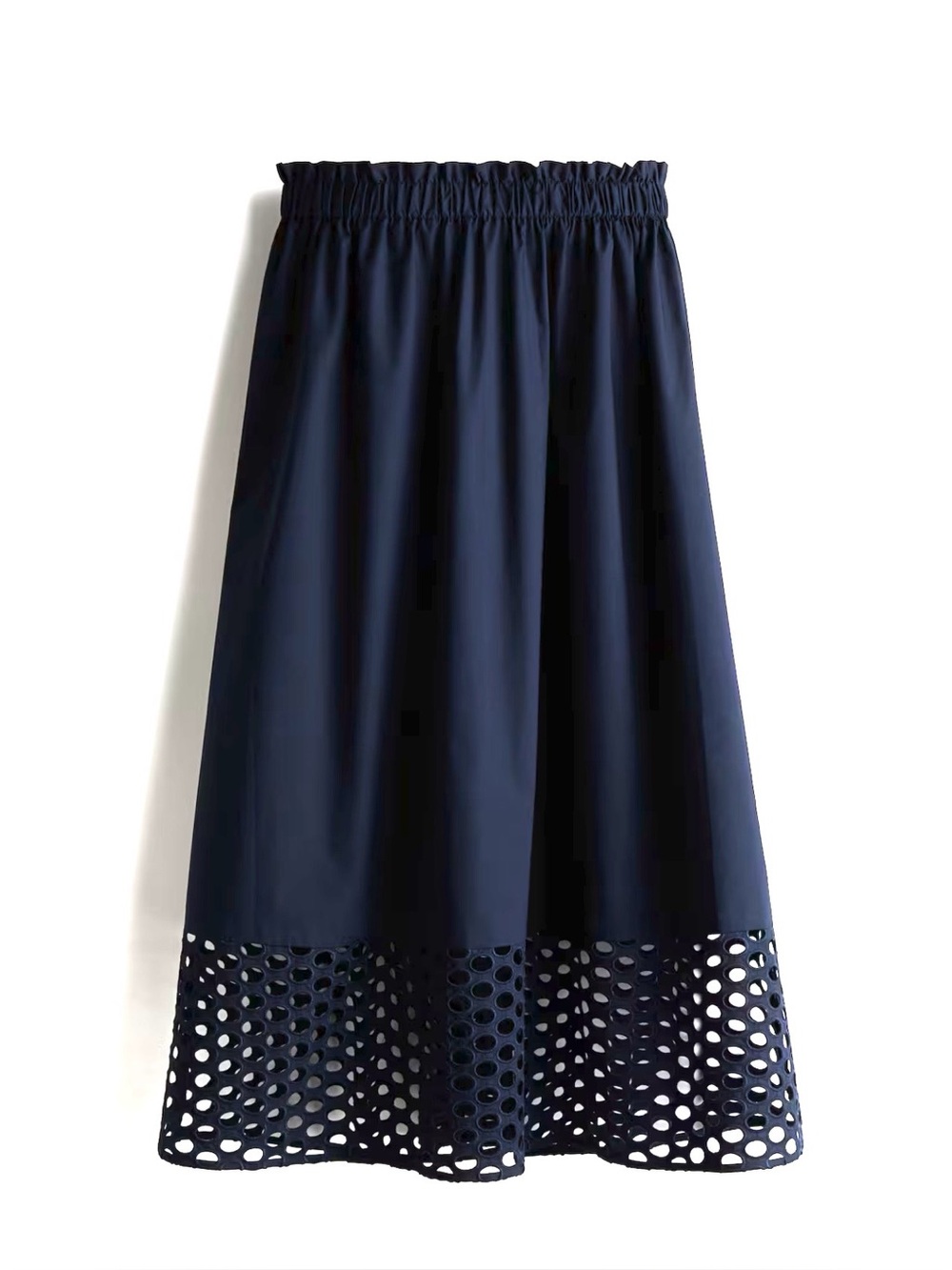 H&M Navy Eyelet-Hem Midi Skirt NWT
